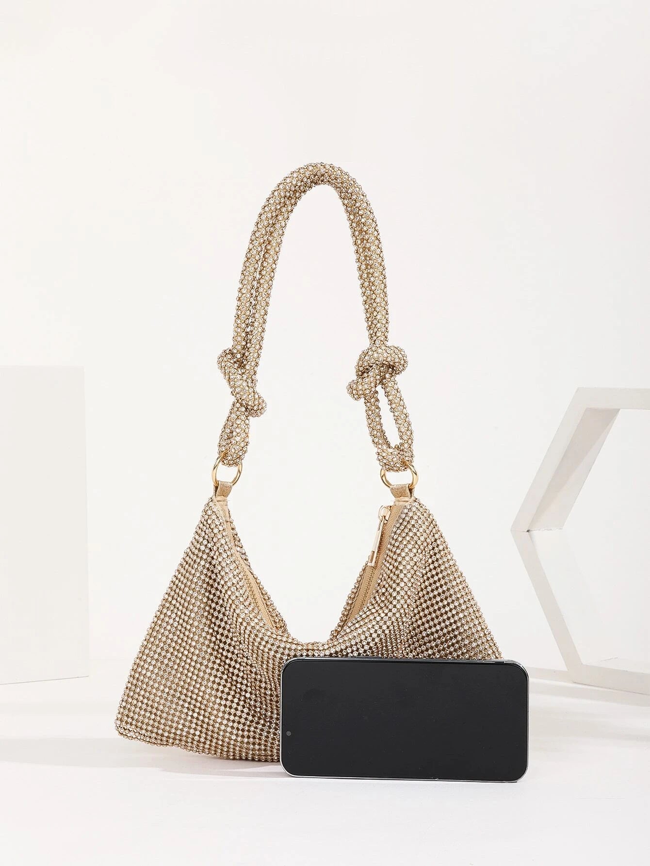 Shoulder strap knot New style full diamond evening bag women's party bag