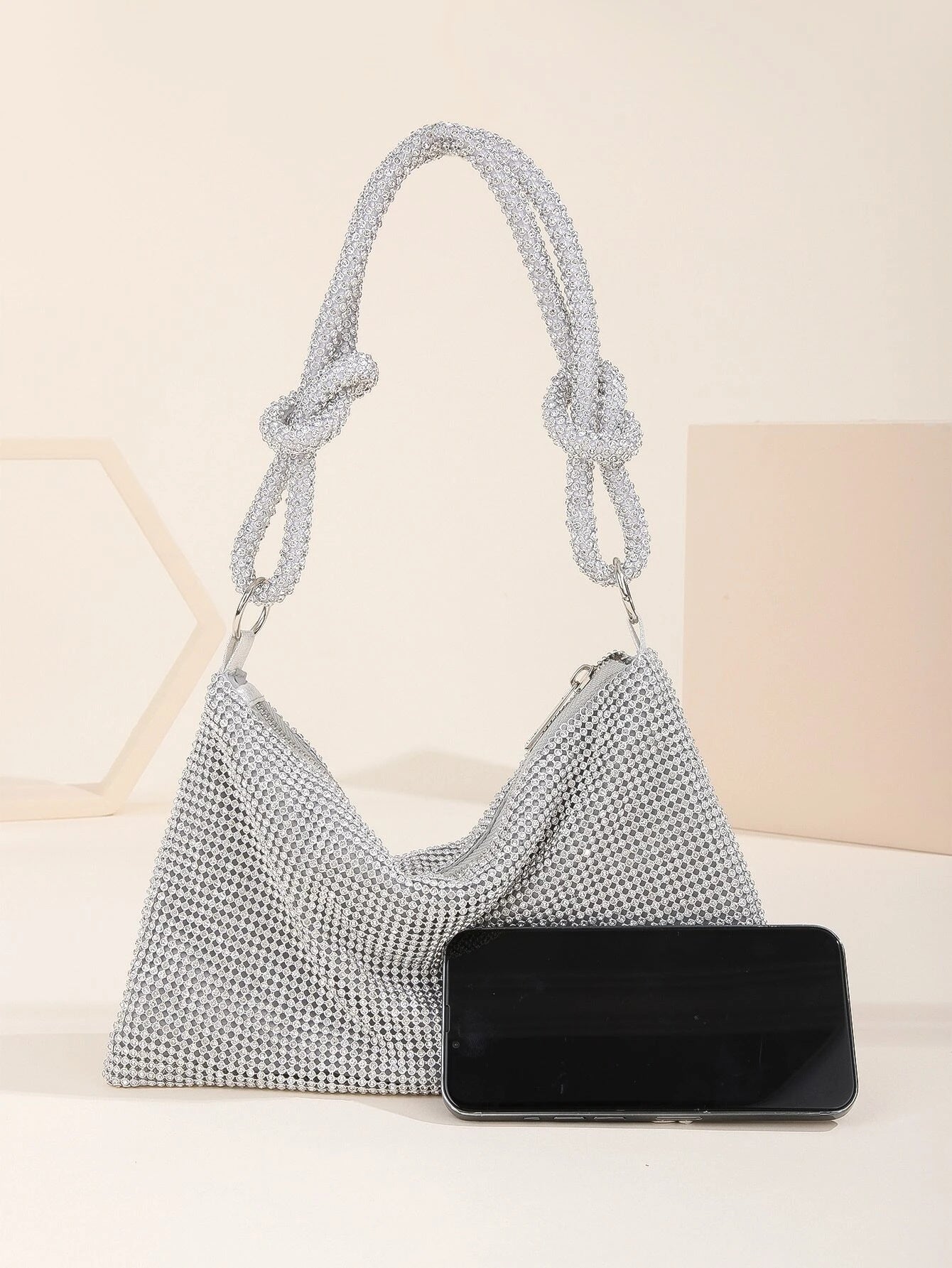 Shoulder strap knot New style full diamond evening bag women's party bag