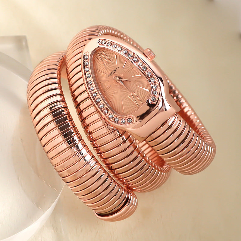 Snake bracelet with diamond women's watch waterproof