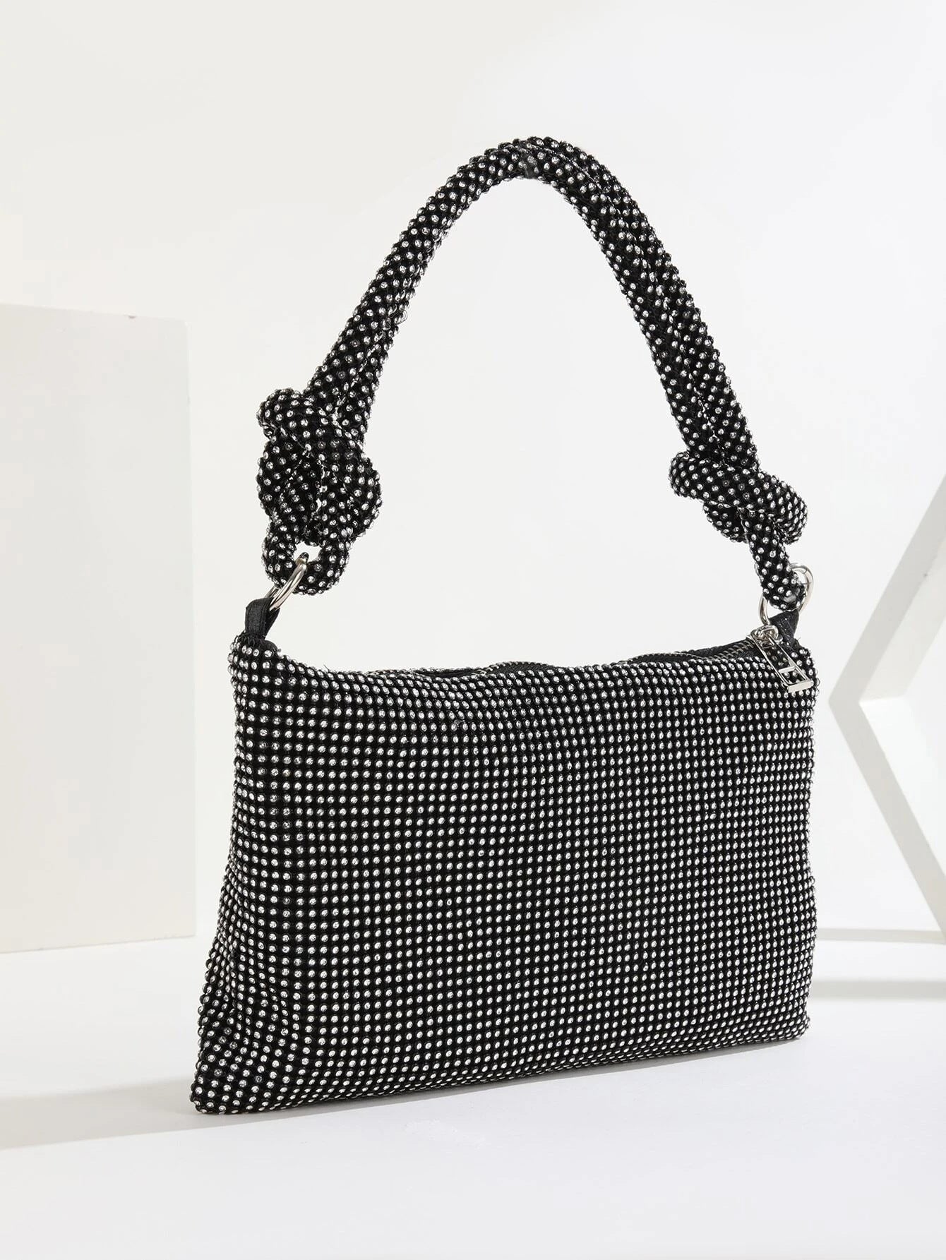 Shoulder strap knot New style full diamond evening bag women's party bag