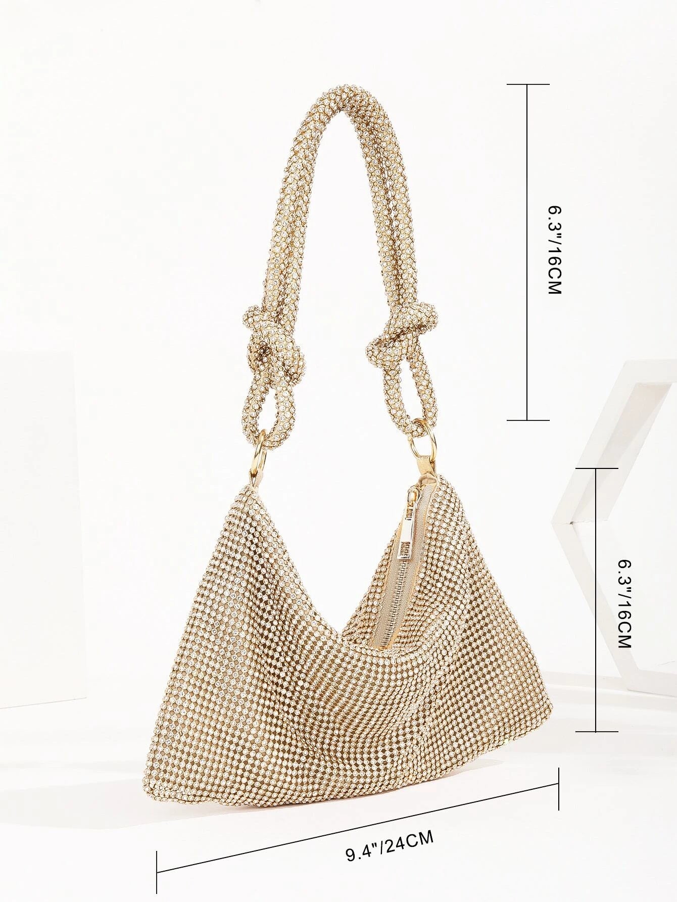 Shoulder strap knot New style full diamond evening bag women's party bag