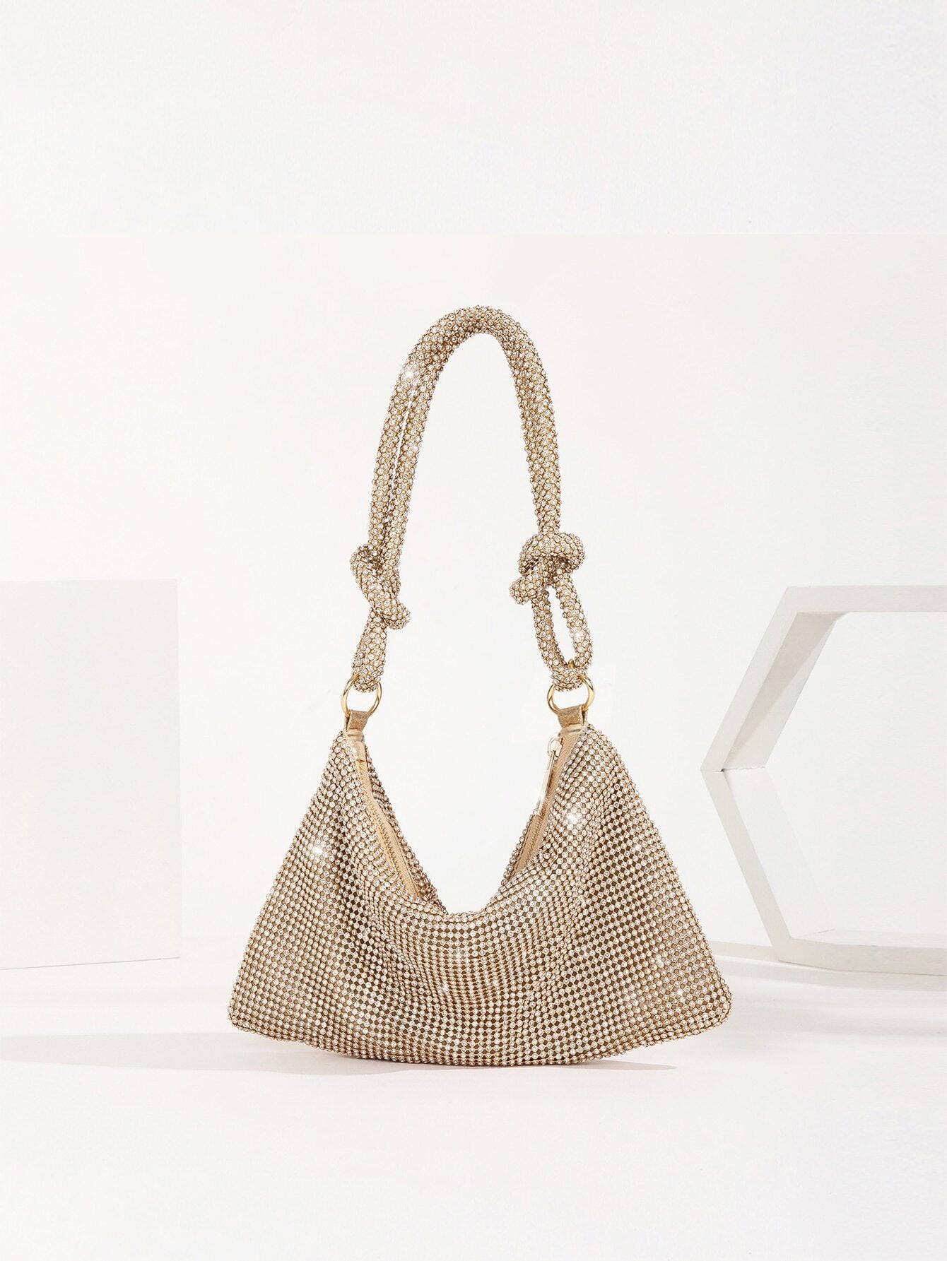 Shoulder strap knot New style full diamond evening bag women's party bag