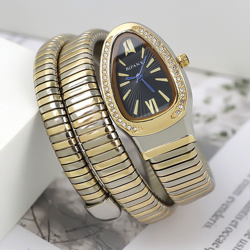 Gradient color strap Snake bracelet with diamond waterproof women's watch