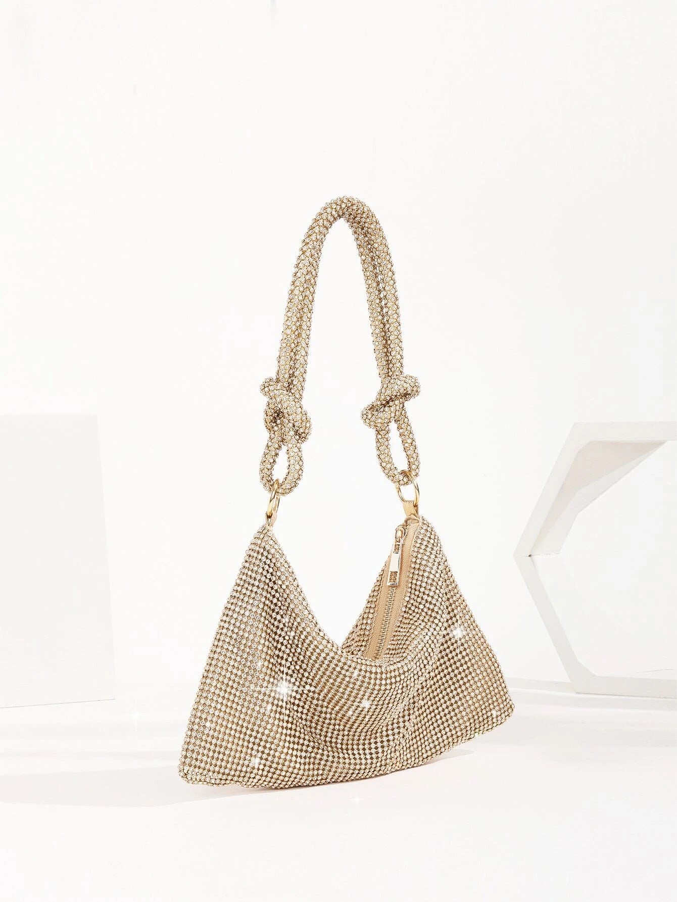 Shoulder strap knot New style full diamond evening bag women's party bag