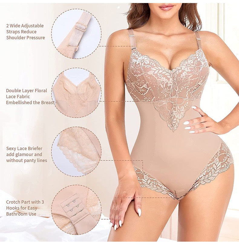 Women‘s Bodysuit Lace Push-up Underwear Corset Tummy Tightening Butt Lifting Shapewear