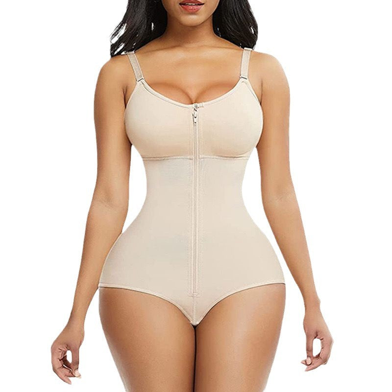 Zipper body suit, hip-enhancing body shaper, seamless breathable body suit