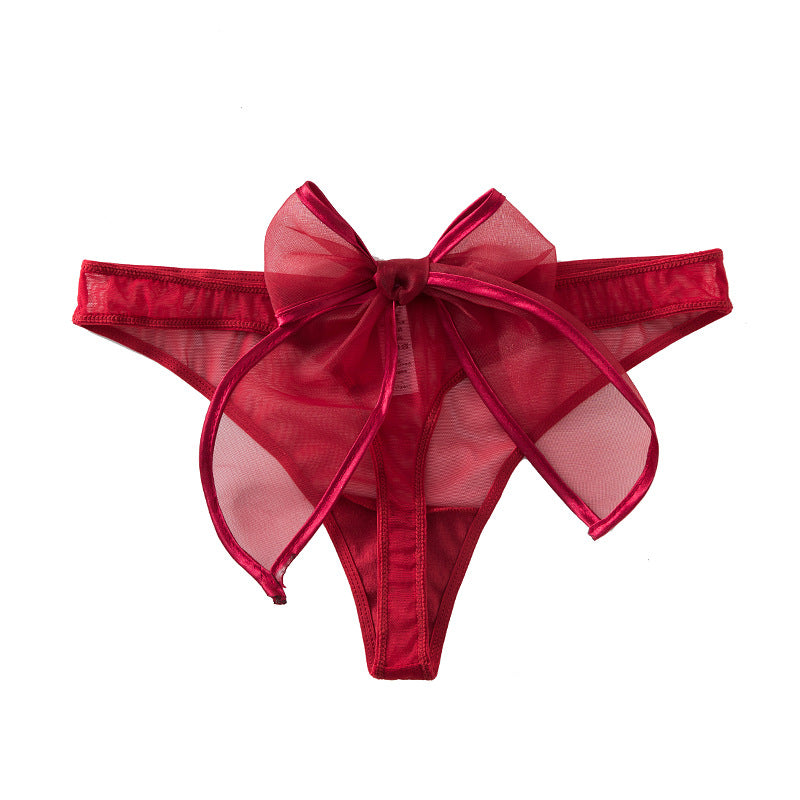 Bowknot Ribbon Girls Thong Sexy Transparent Thin Strap Ladies Underwear