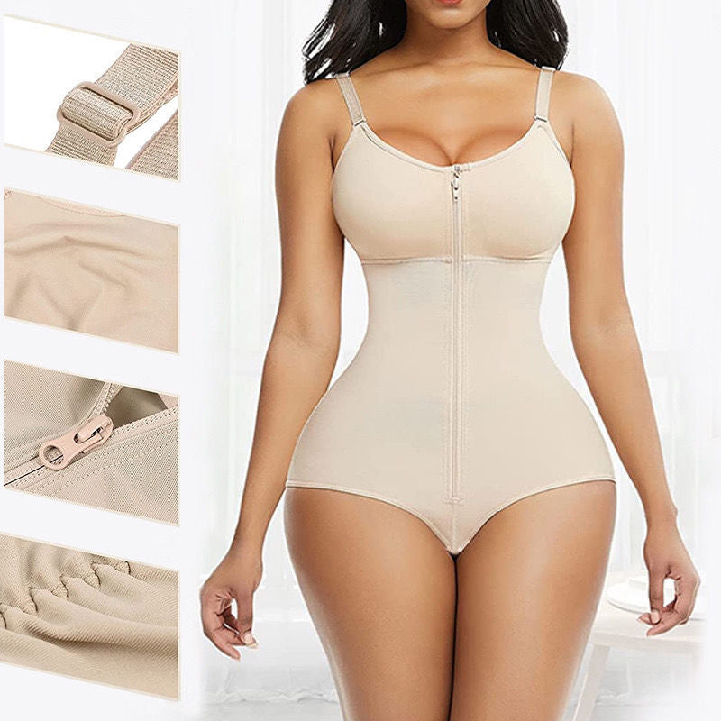 Zipper body suit, hip-enhancing body shaper, seamless breathable body suit