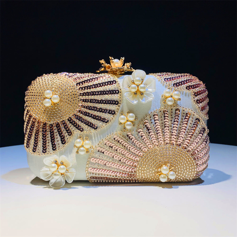 Women's New Flower Pearl Clutch Pearl Wedding Banquet Party Bag