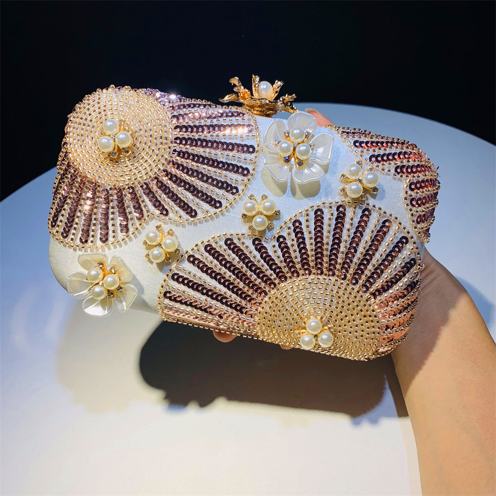 Women's New Flower Pearl Clutch Pearl Wedding Banquet Party Bag