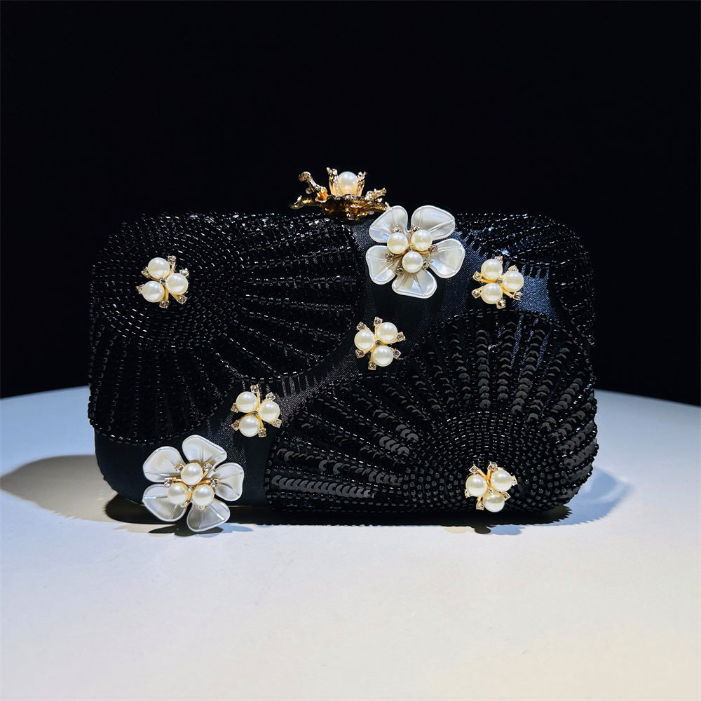 Women's New Flower Pearl Clutch Pearl Wedding Banquet Party Bag