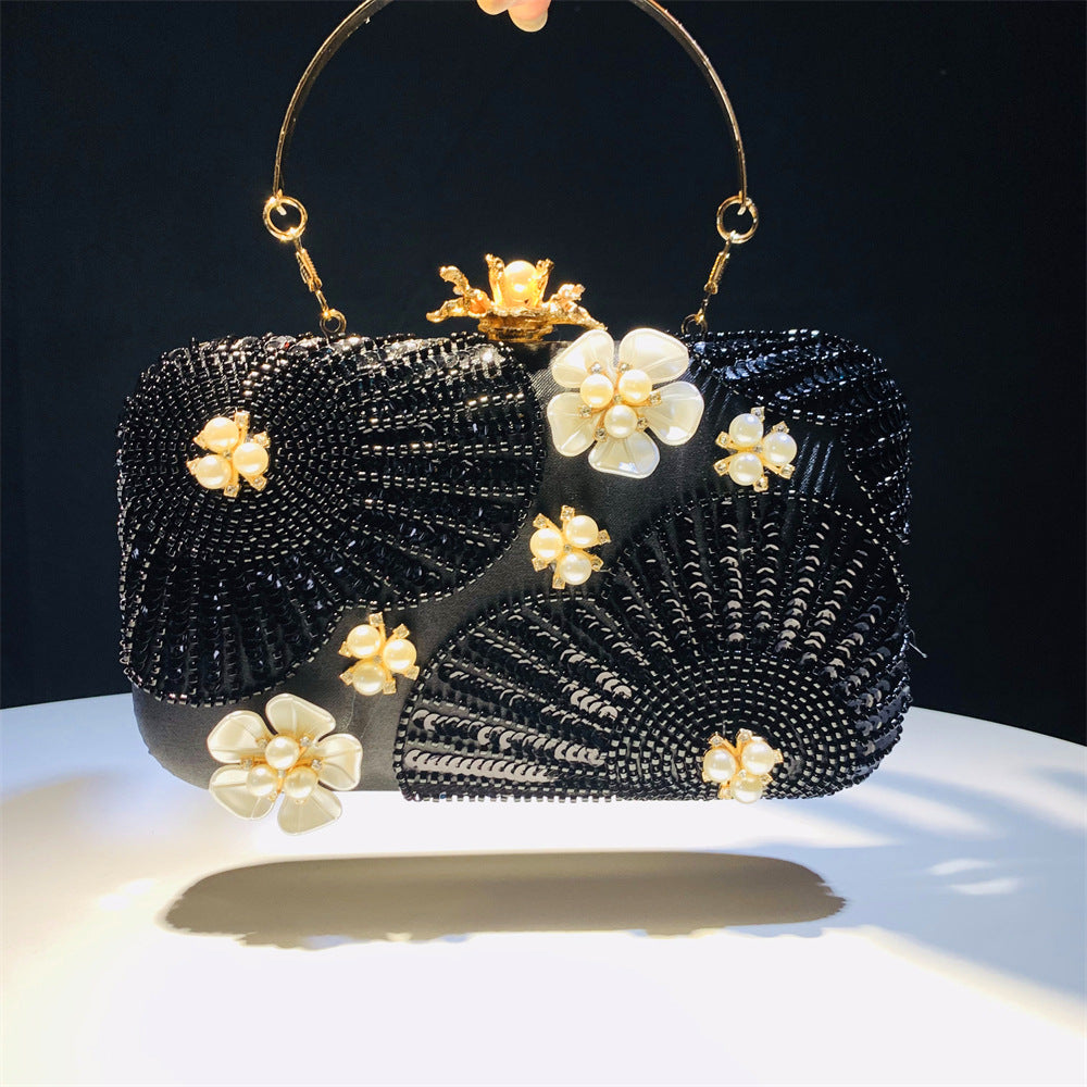 Women's New Flower Pearl Clutch Pearl Wedding Banquet Party Bag