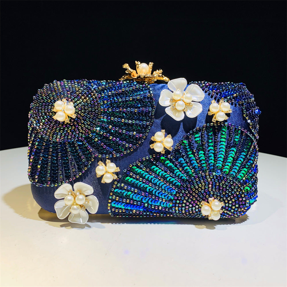 Women's New Flower Pearl Clutch Pearl Wedding Banquet Party Bag