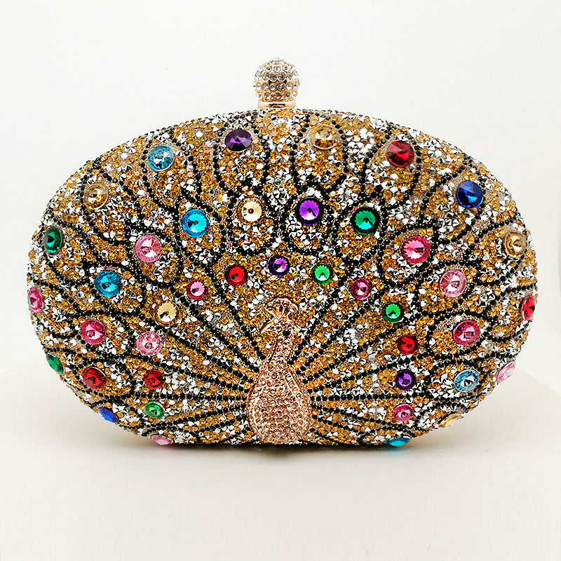 New Peacock Diamond Evening Bag Retro Style Party Dress Bag Women's