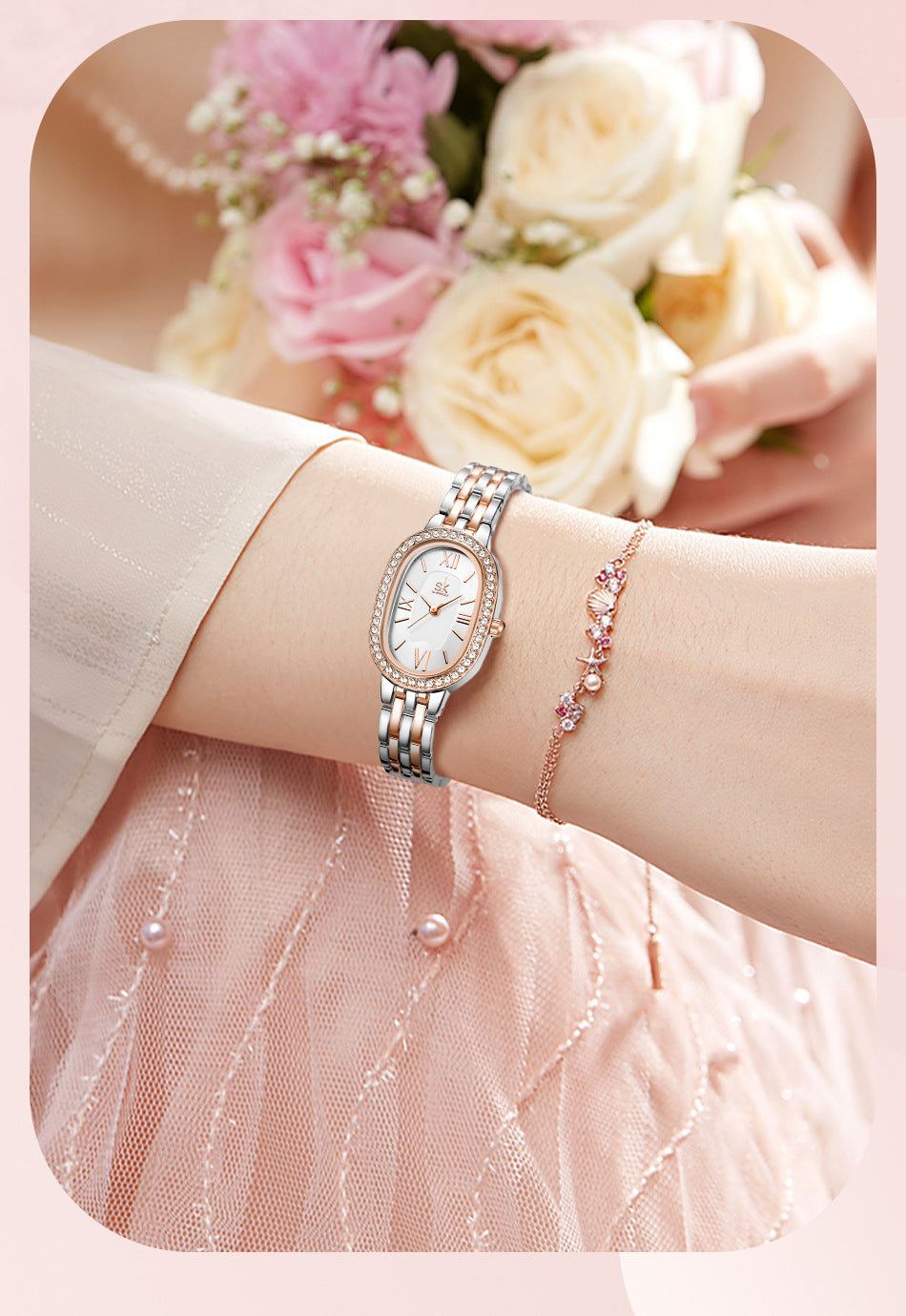 Hot Sale waterproof quartz watch for women with diamonds