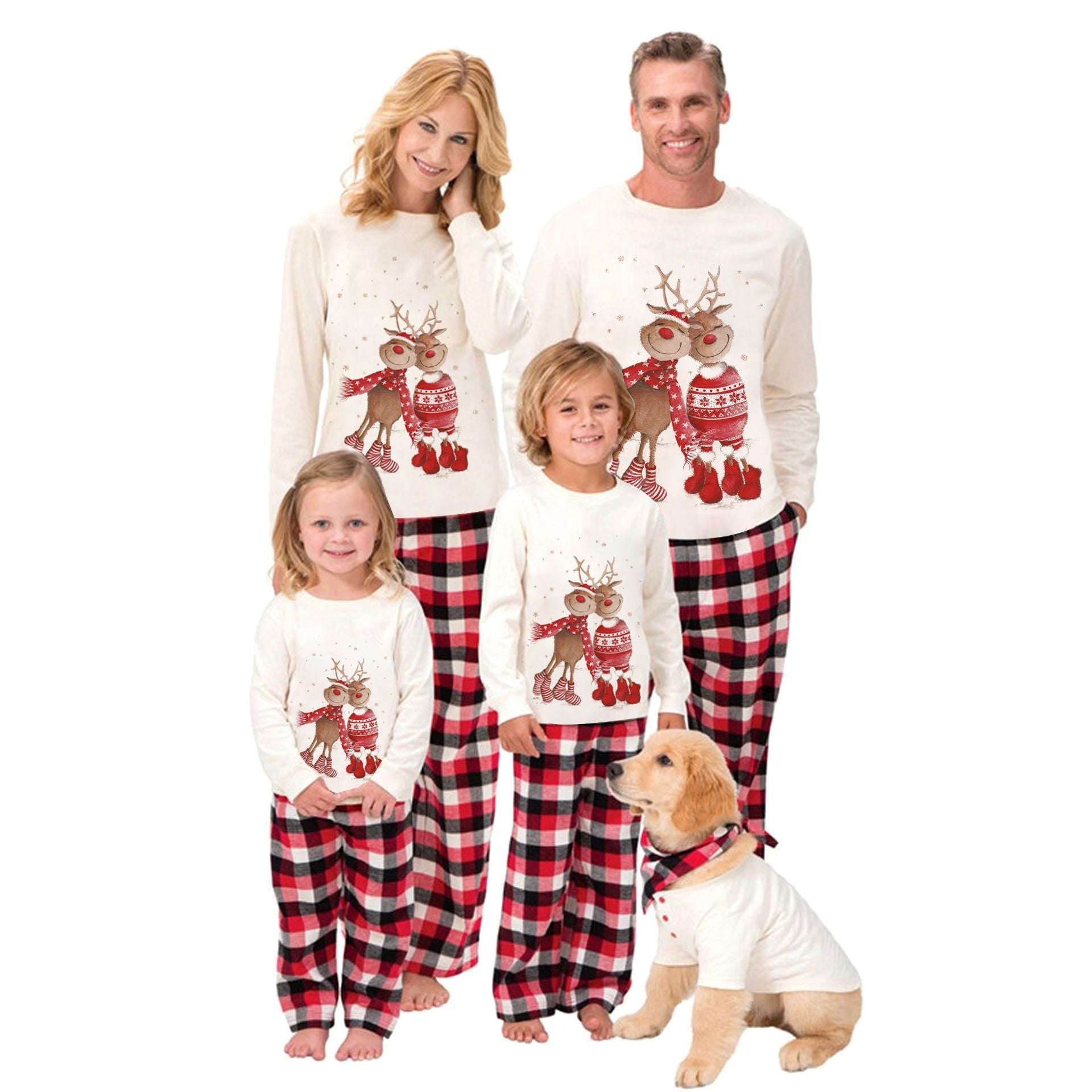 New Christmas Elk Print Parent-child Long Sleeve Pajamas Set