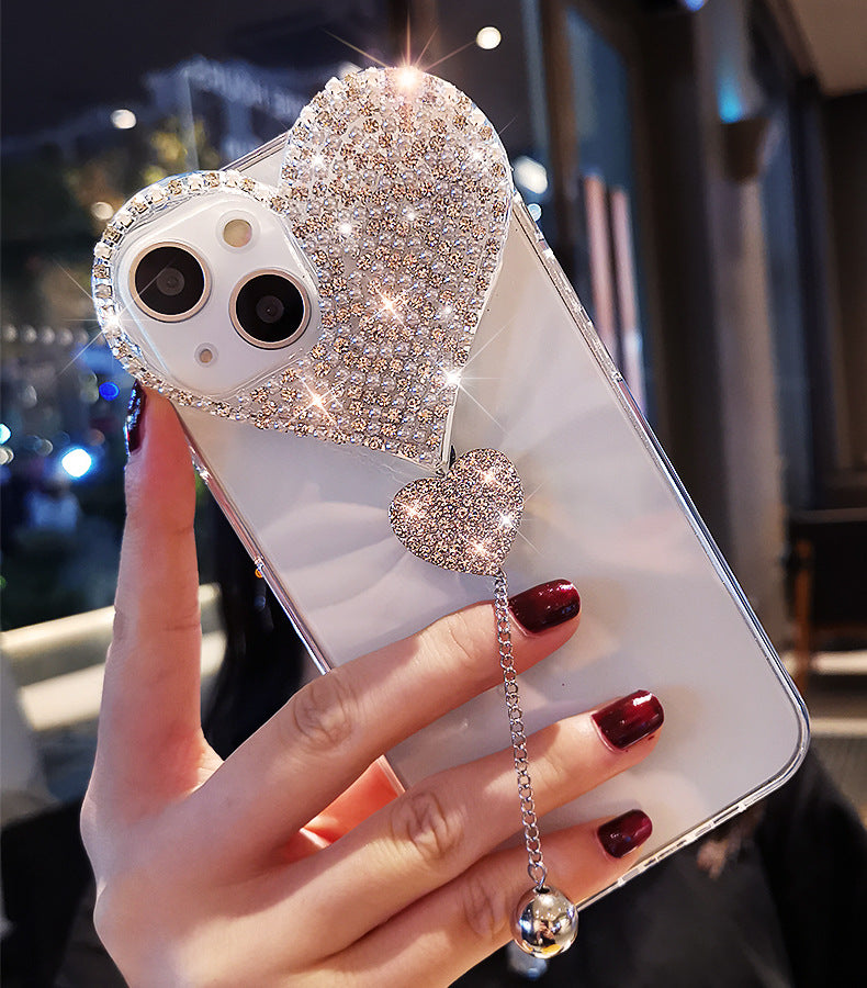 Creative heart rhinestone Silicone apple mobile iphone case