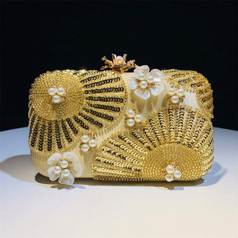 Women's New Flower Pearl Clutch Pearl Wedding Banquet Party Bag