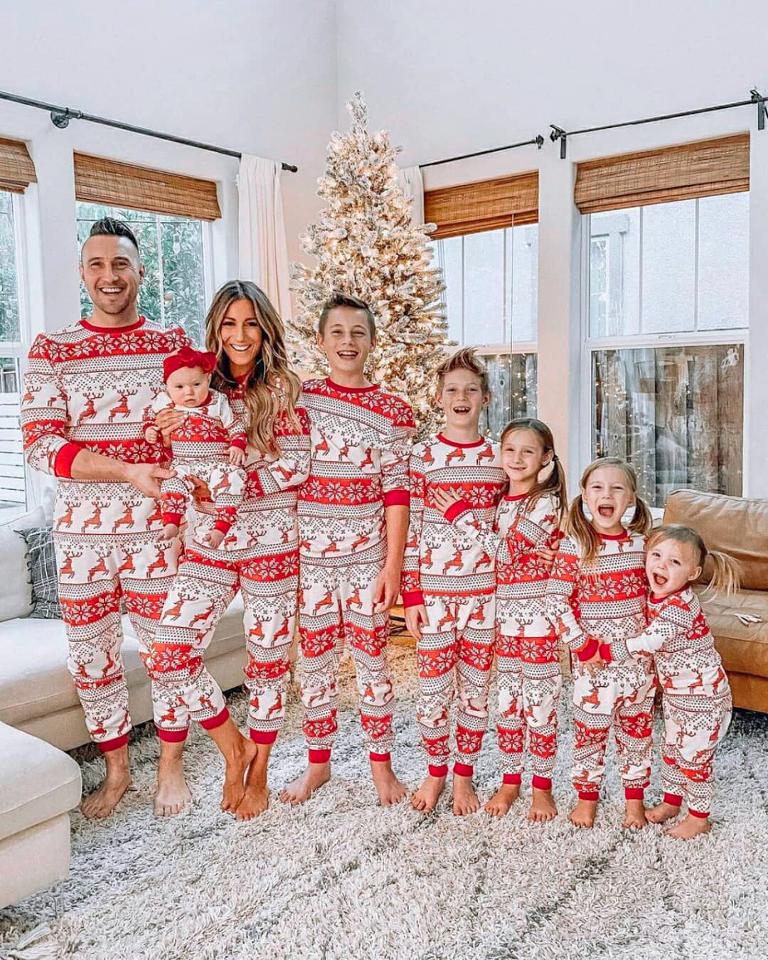 Christmas Pajamas Red and White Parent-child Outfit Casual Home Clothes