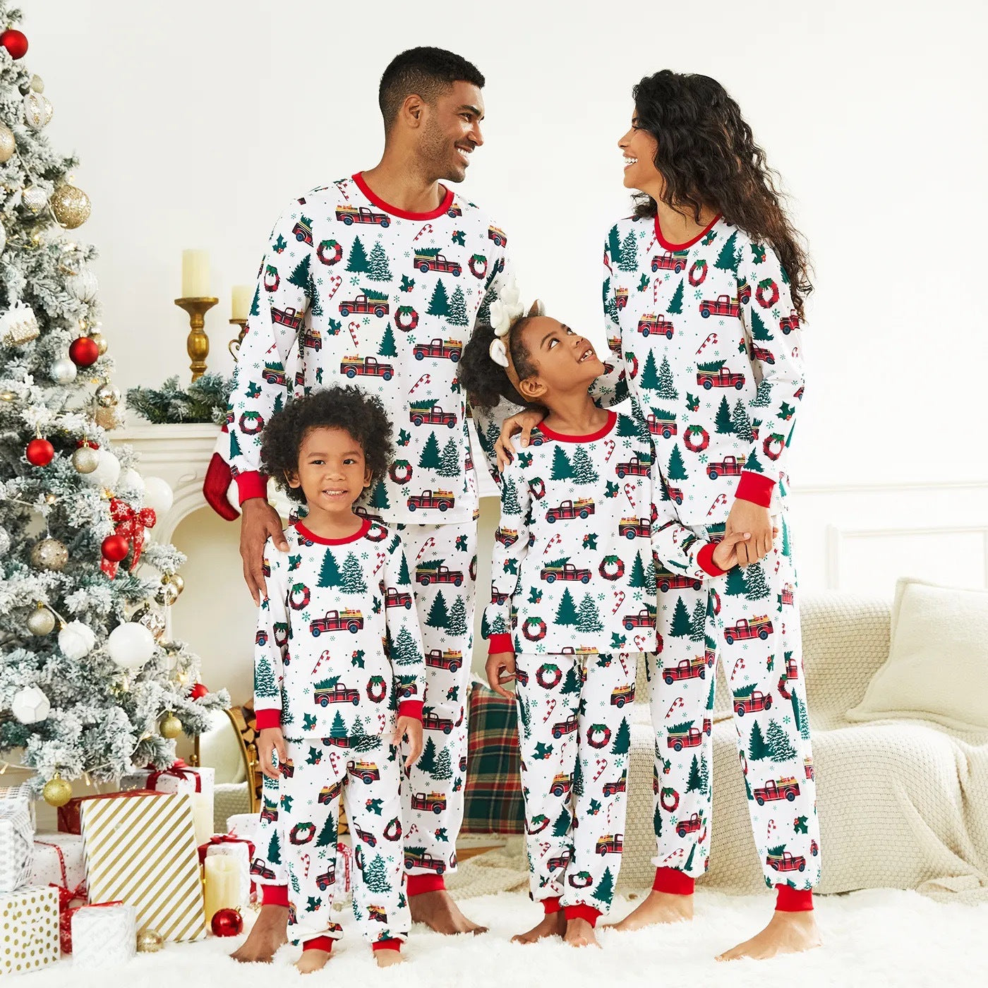 Hot sale new Christmas home clothes family wear parent-child pajamas print suit