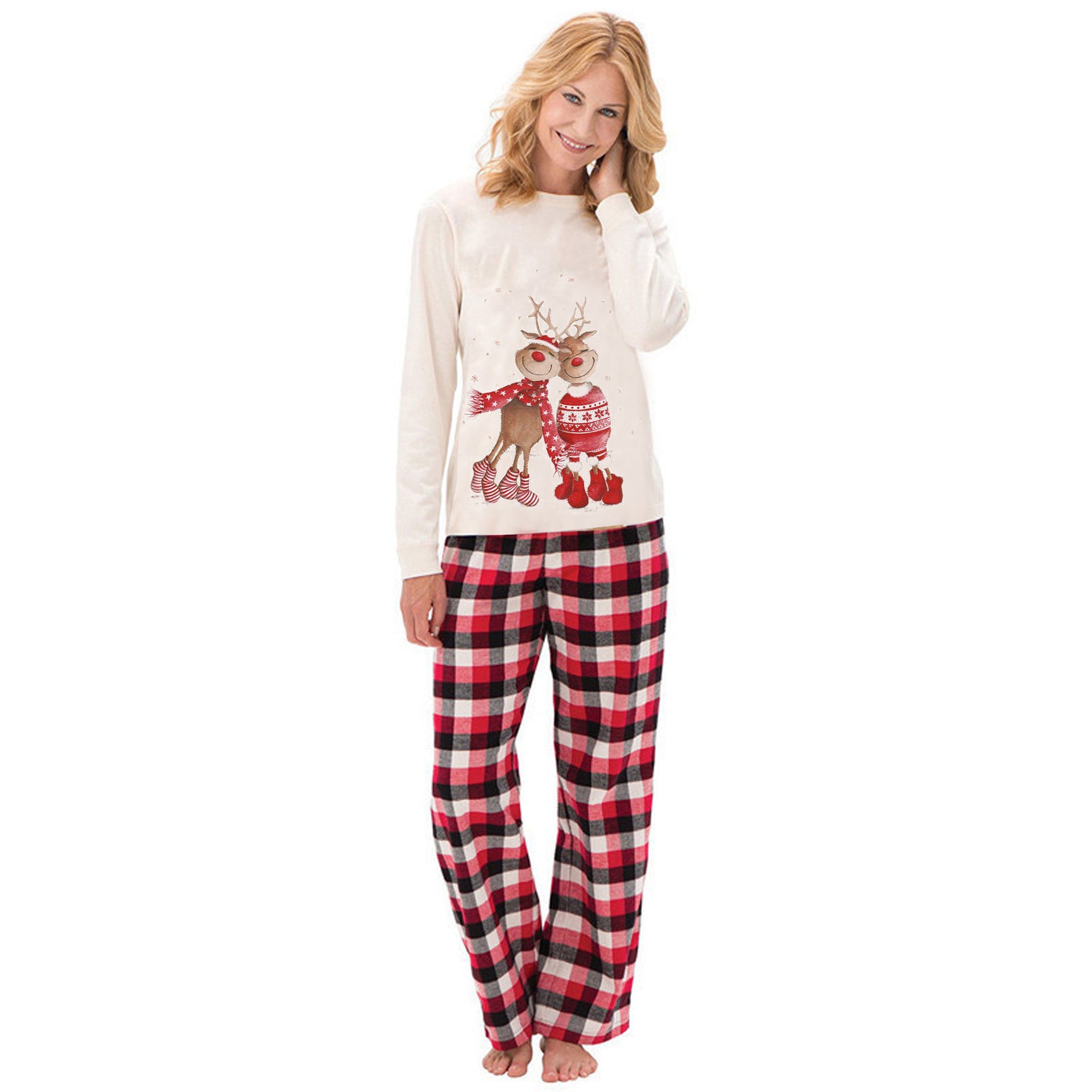 New Christmas Elk Print Parent-child Long Sleeve Pajamas Set