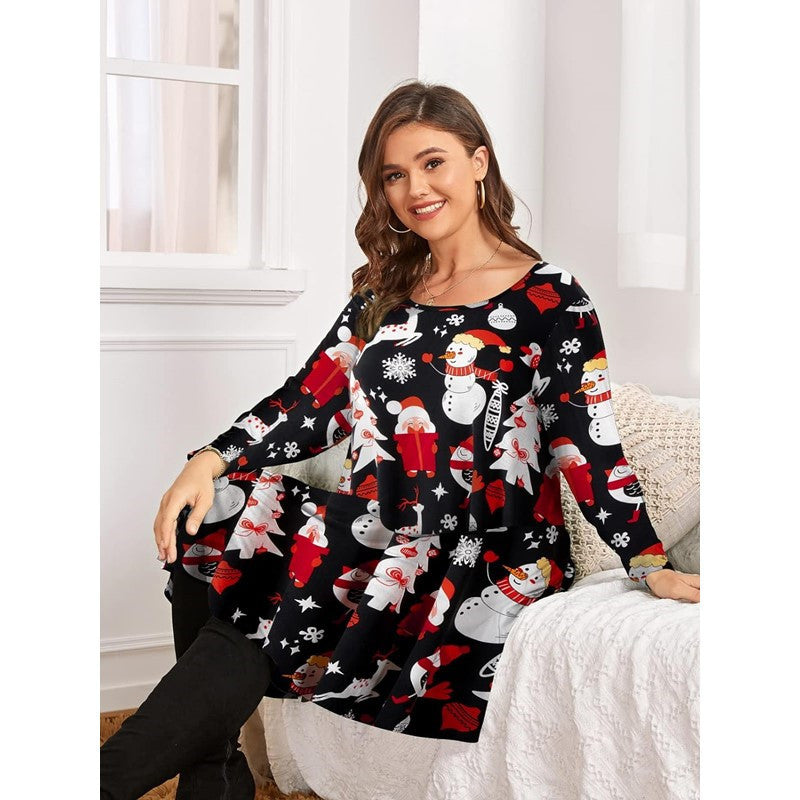 Plus Size Women's Christmas Dress Mid Sleeve