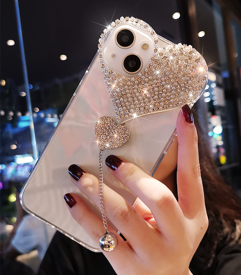 Creative heart rhinestone Silicone apple mobile iphone case