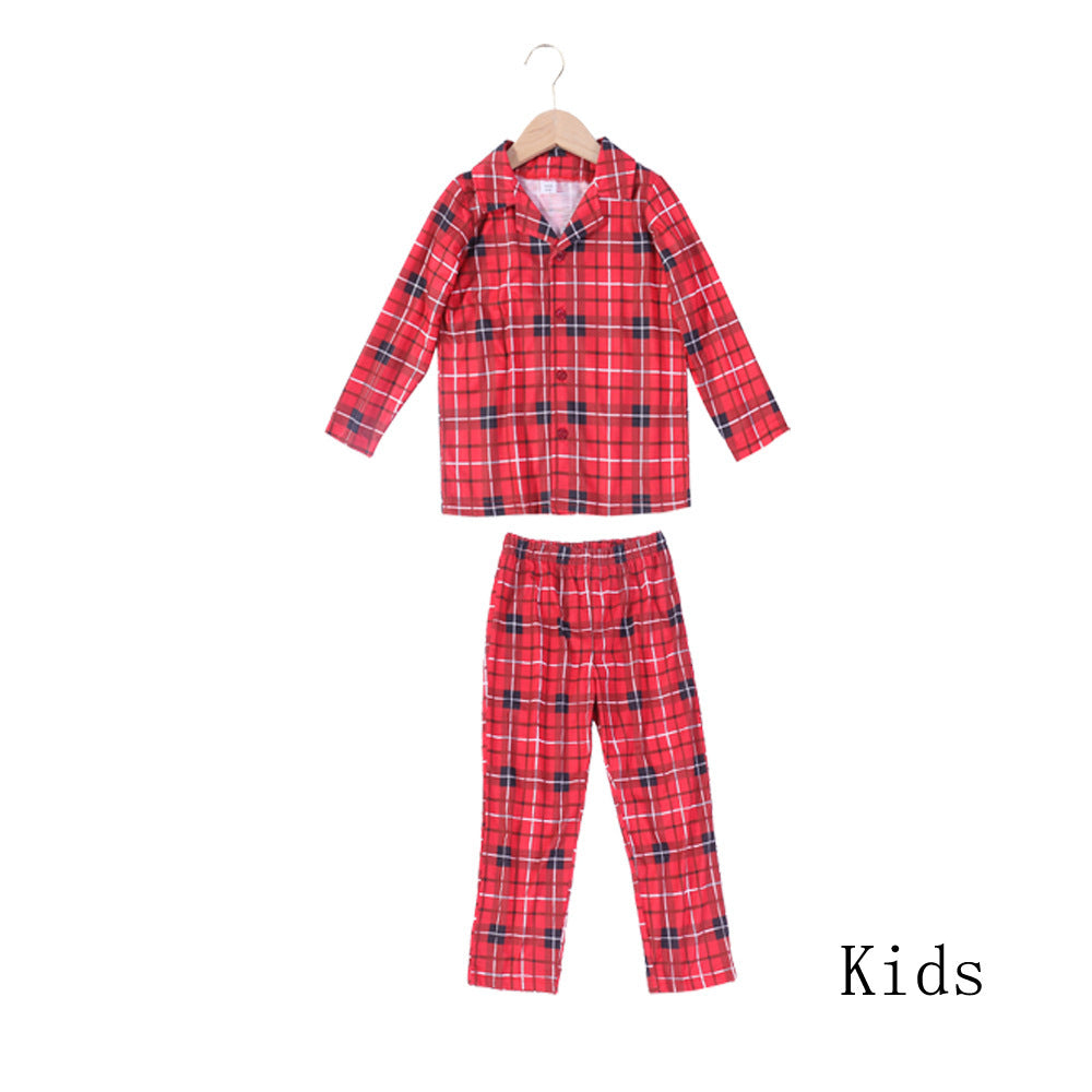 Christmas Red Plaid Long Sleeve Pajamas Set Home Clothes