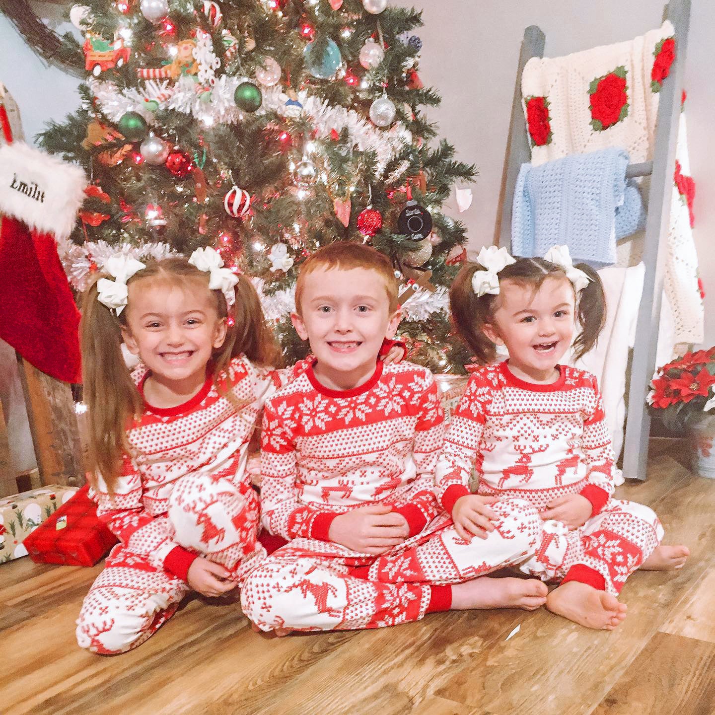 Christmas Pajamas Red and White Parent-child Outfit Casual Home Clothes