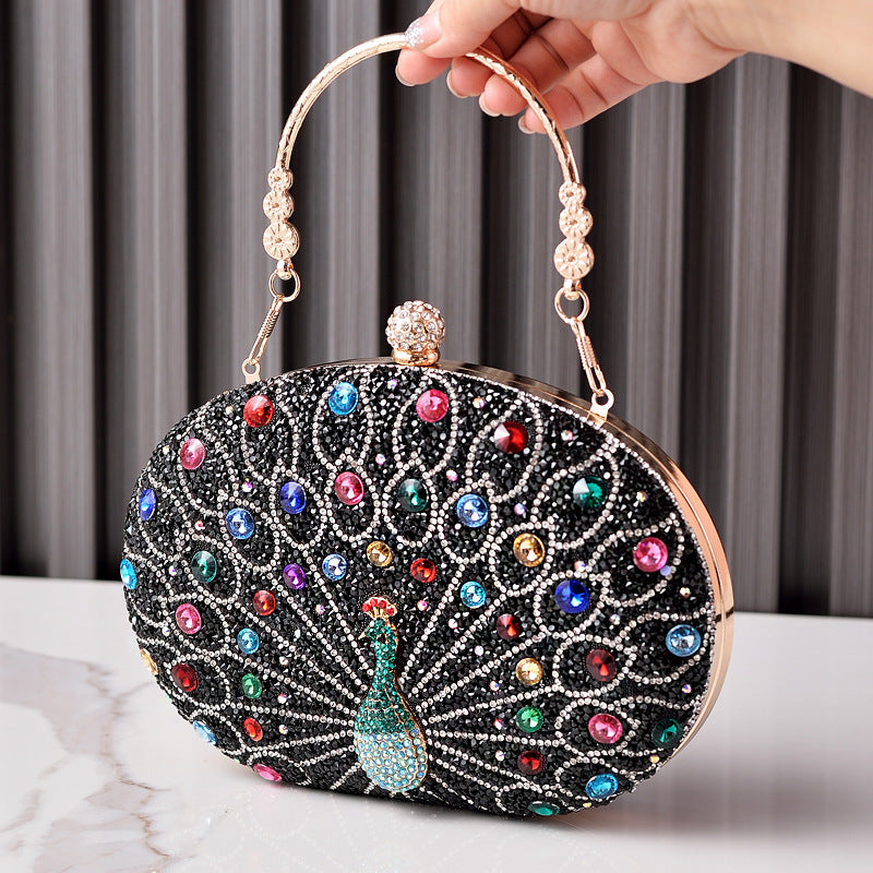 New Peacock Diamond Evening Bag Retro Style Party Dress Bag Women's