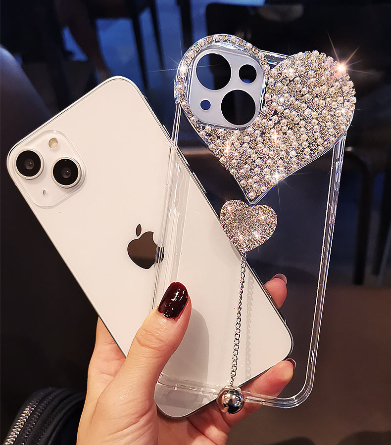 Creative heart rhinestone Silicone apple mobile iphone case