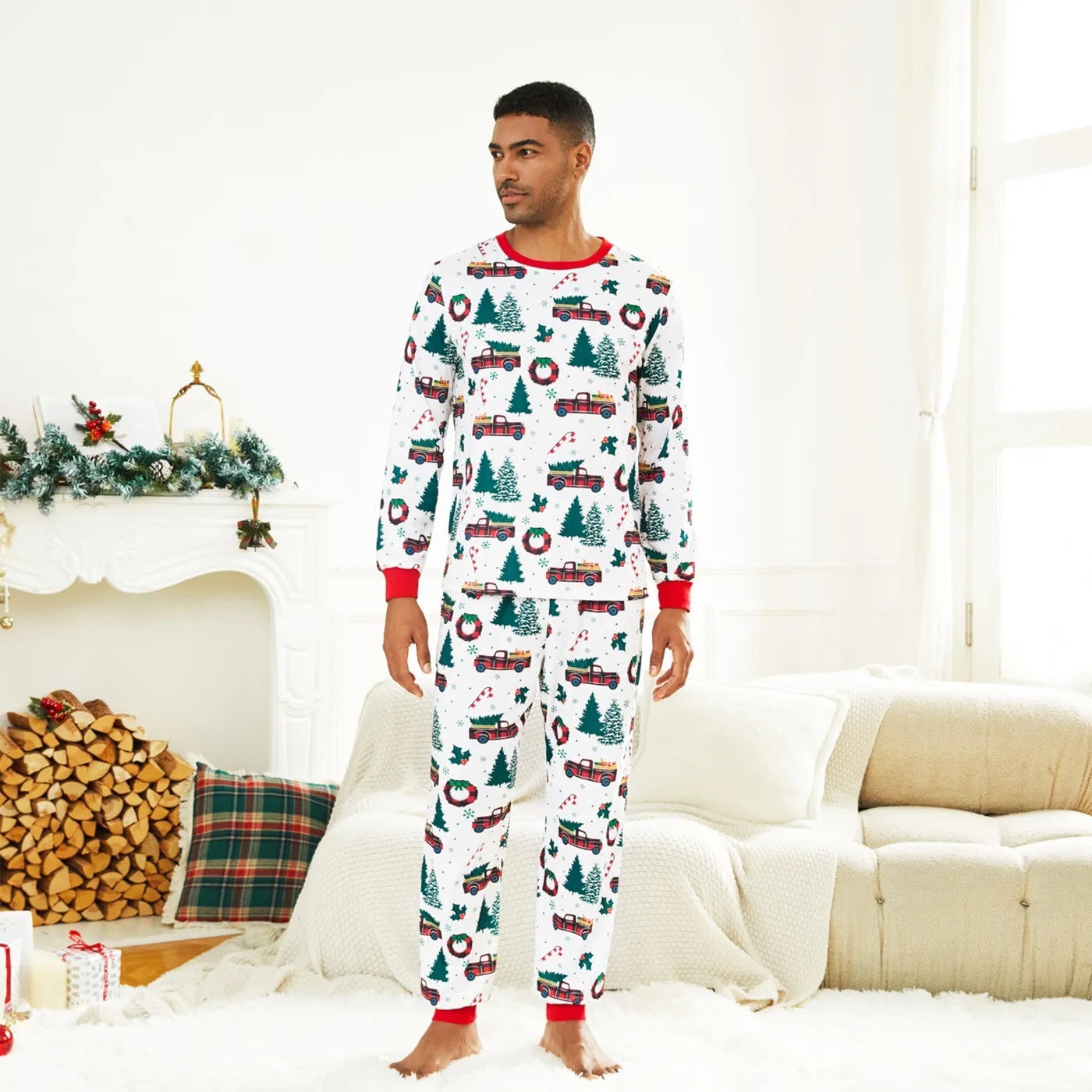 Hot sale new Christmas home clothes family wear parent-child pajamas print suit