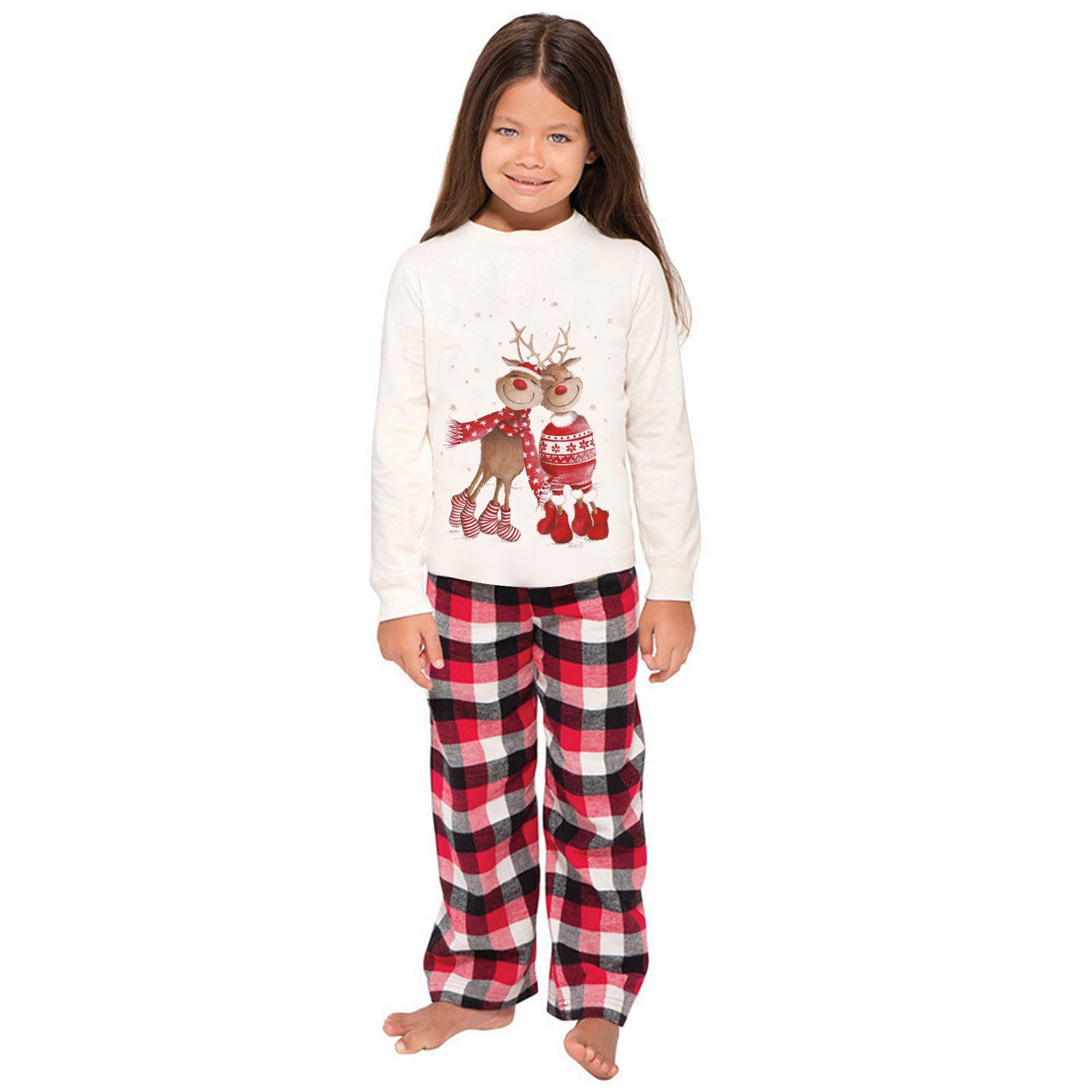 New Christmas Elk Print Parent-child Long Sleeve Pajamas Set