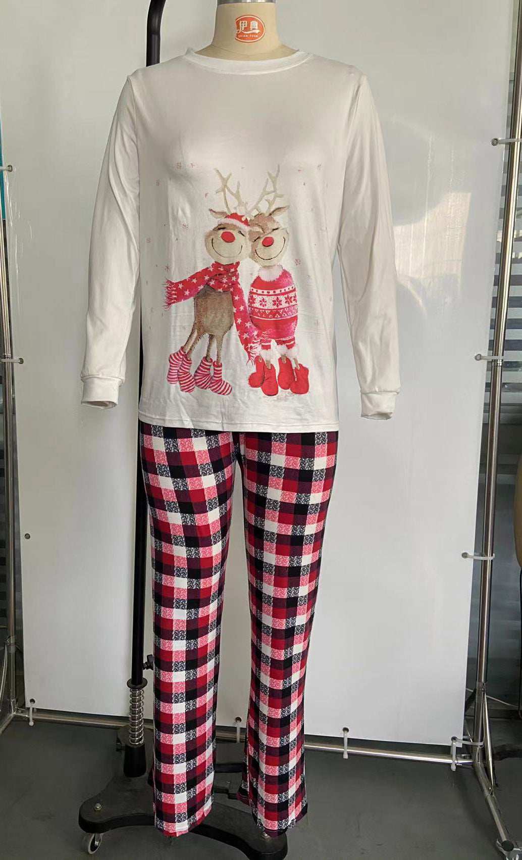 New Christmas Elk Print Parent-child Long Sleeve Pajamas Set