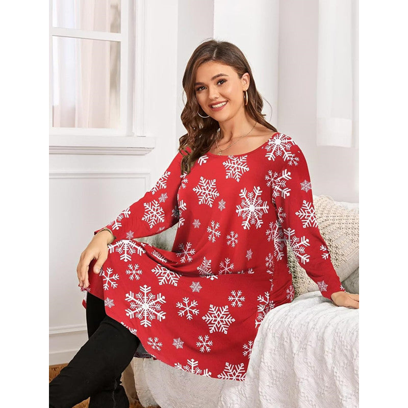 Plus Size Women's Christmas Dress Mid Sleeve