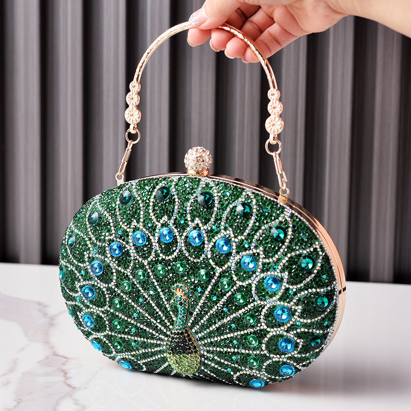 New Peacock Diamond Evening Bag Retro Style Party Dress Bag Women's