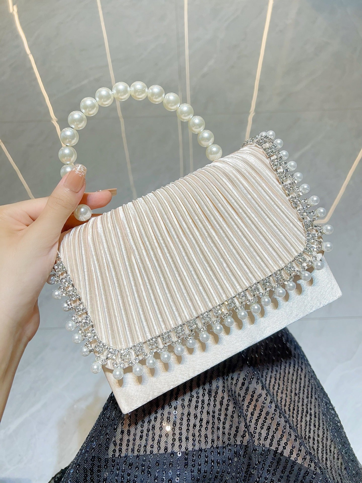 Women's Pearl Bag Diamond Shoulder Crossbody Bag Birthday Party Bag