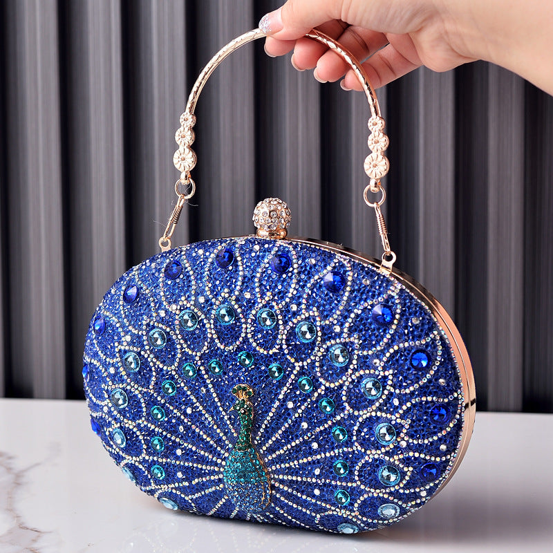 New Peacock Diamond Evening Bag Retro Style Party Dress Bag Women's