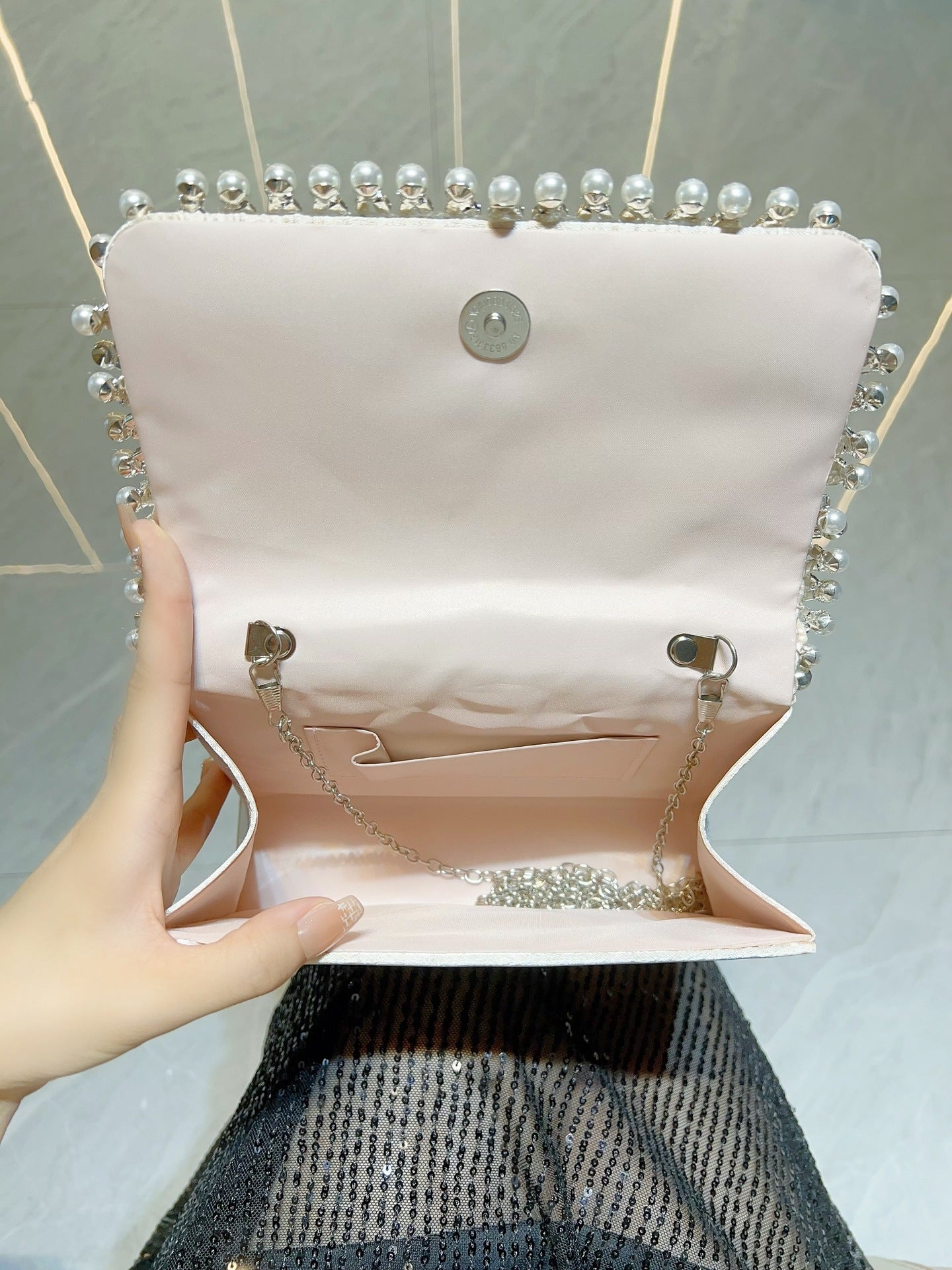 Women's Pearl Bag Diamond Shoulder Crossbody Bag Birthday Party Bag