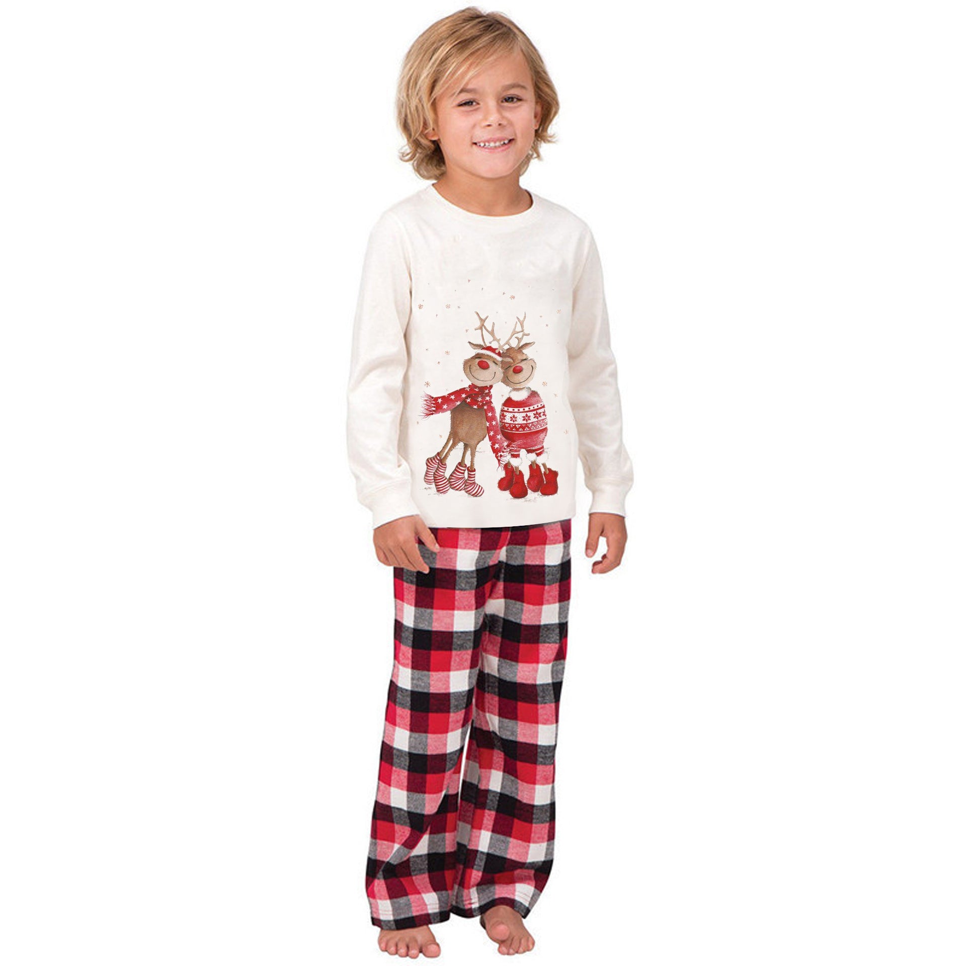 New Christmas Elk Print Parent-child Long Sleeve Pajamas Set