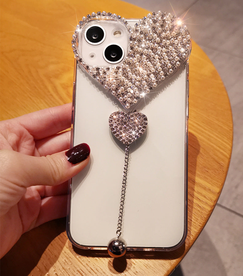 Creative heart rhinestone Silicone apple mobile iphone case