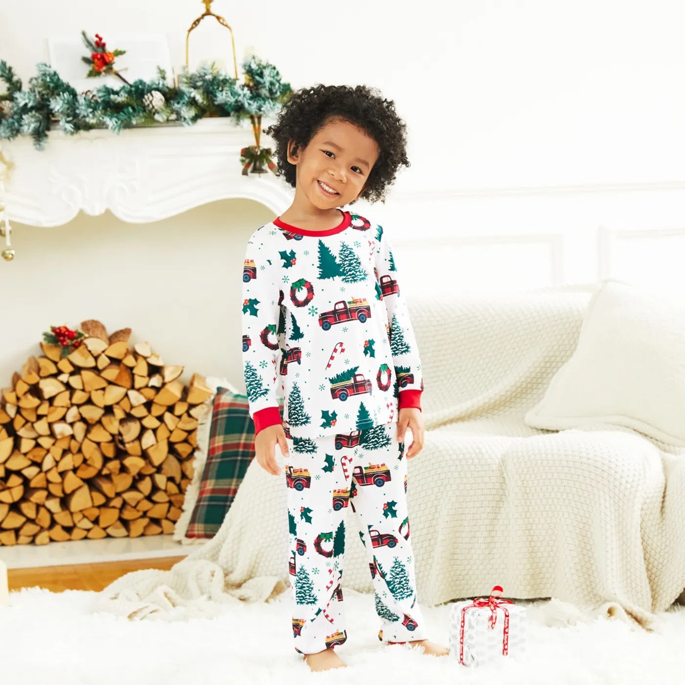 Hot sale new Christmas home clothes family wear parent-child pajamas print suit