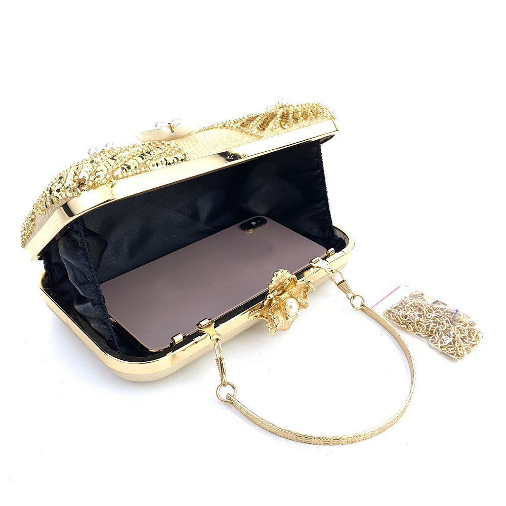 Women's New Flower Pearl Clutch Pearl Wedding Banquet Party Bag