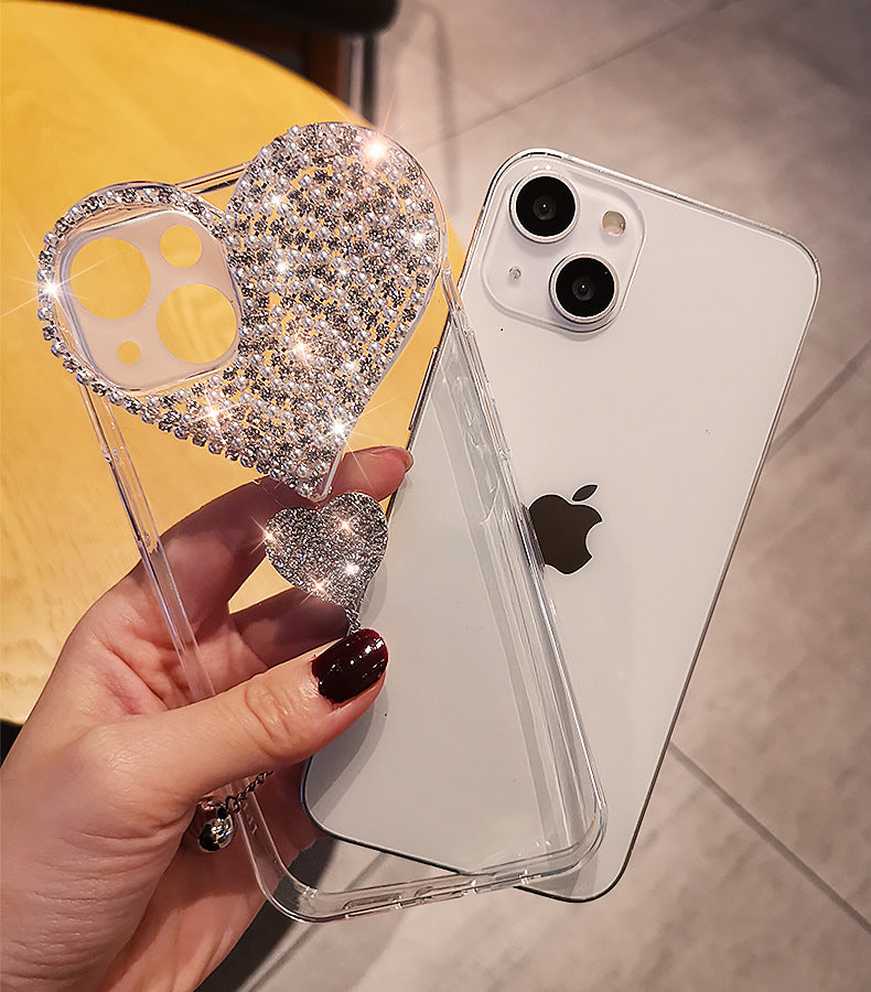 Creative heart rhinestone Silicone apple mobile iphone case