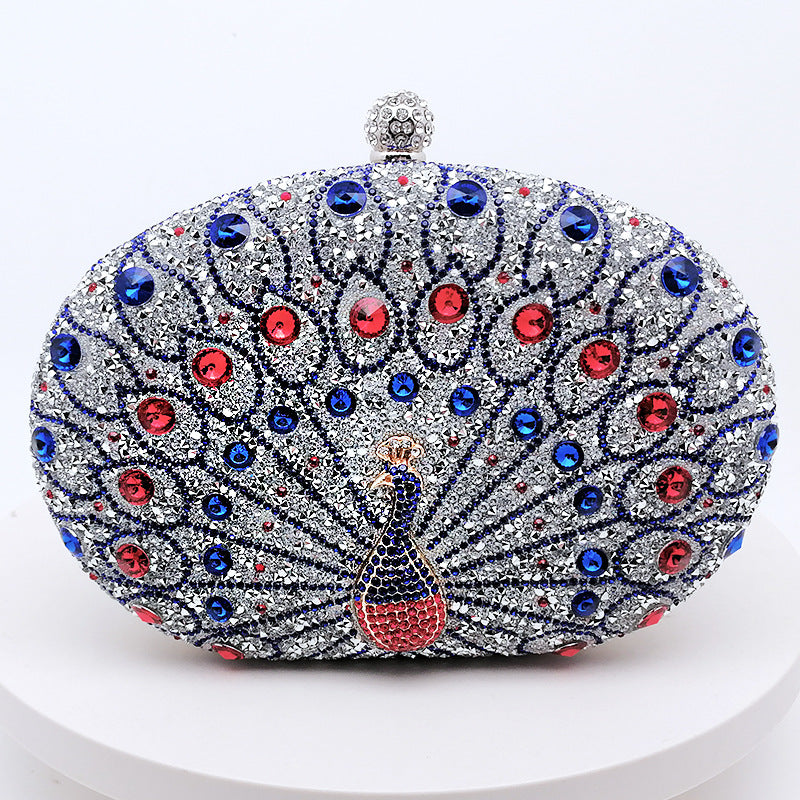 New Peacock Diamond Evening Bag Retro Style Party Dress Bag Women's