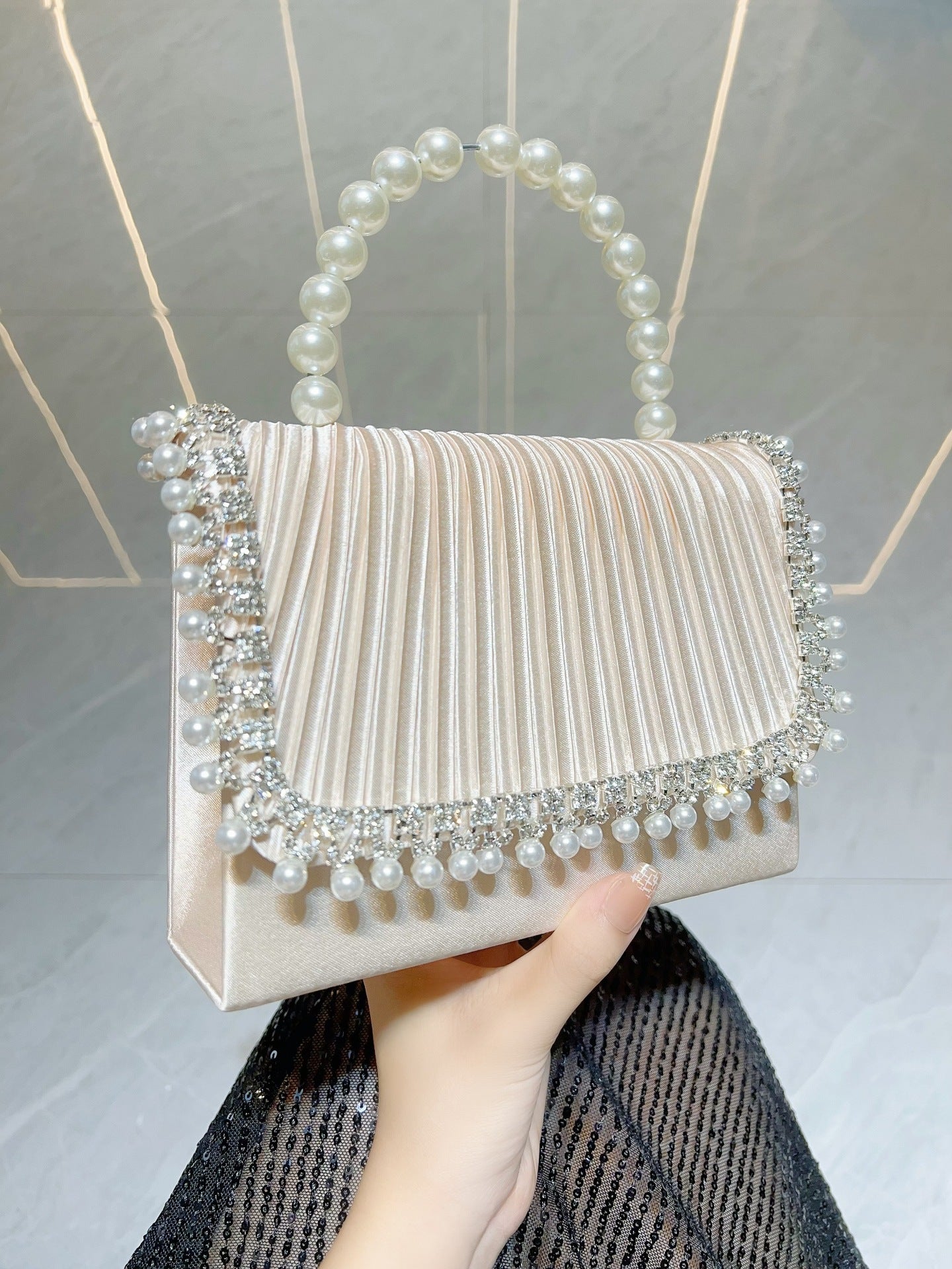 Women's Pearl Bag Diamond Shoulder Crossbody Bag Birthday Party Bag