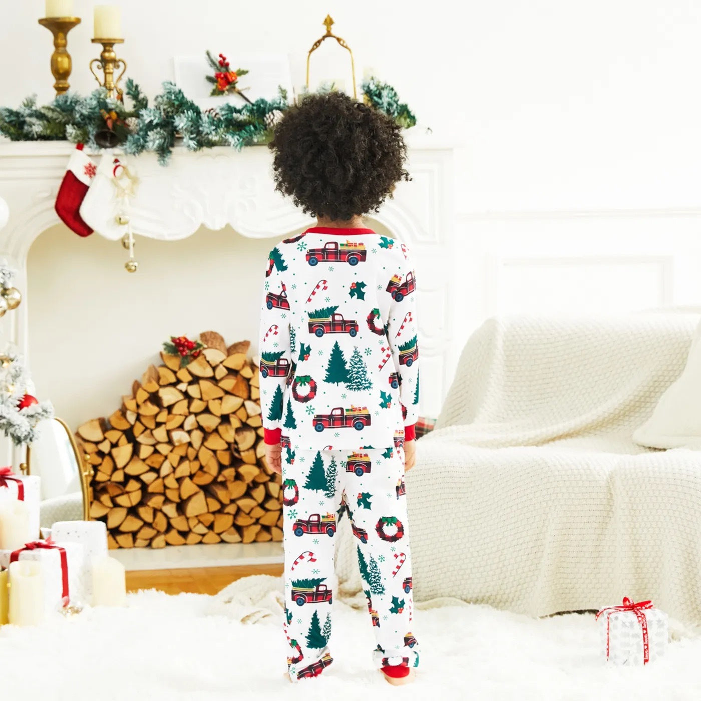 Hot sale new Christmas home clothes family wear parent-child pajamas print suit