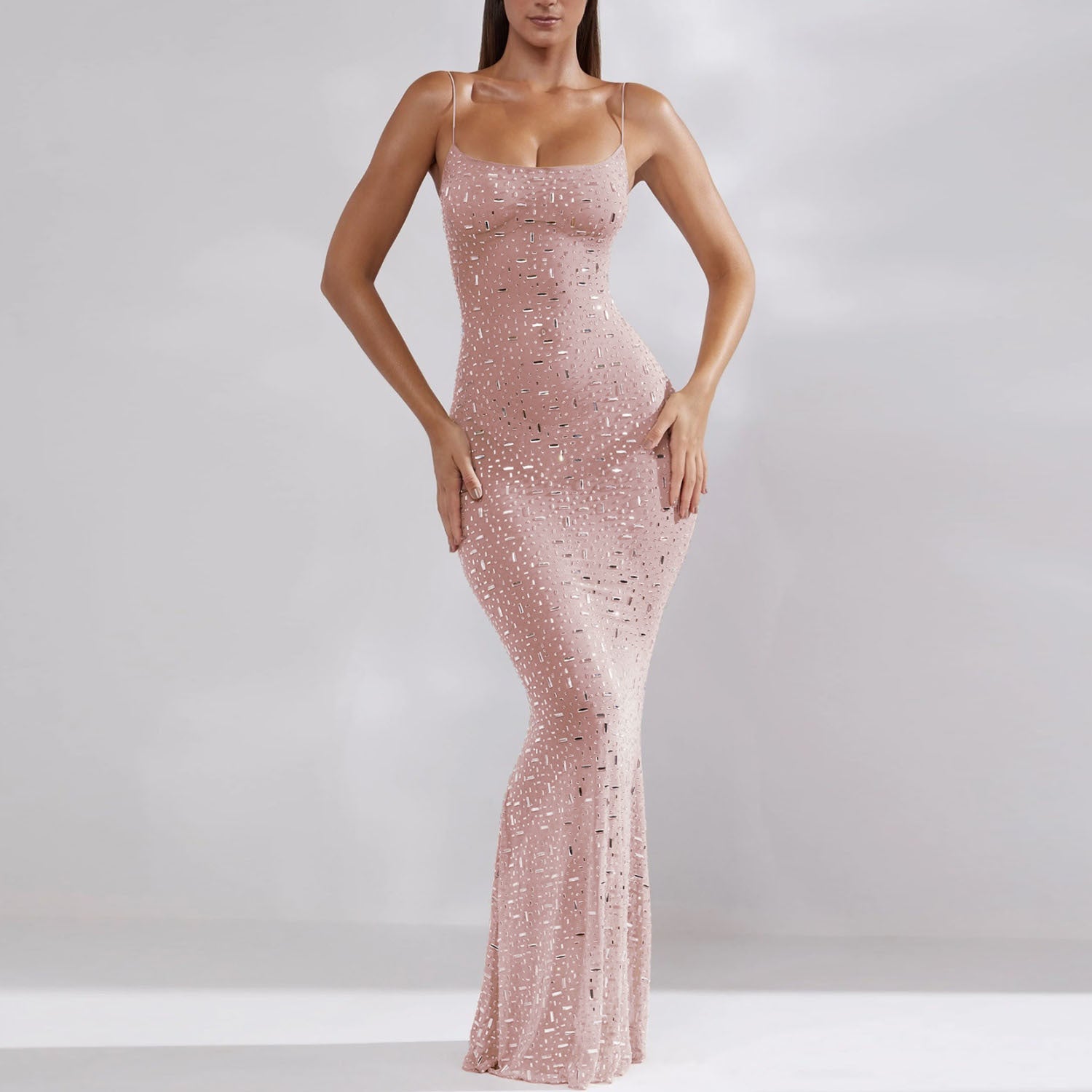 Women's Diamond Strap Mermaid Long Party Dress