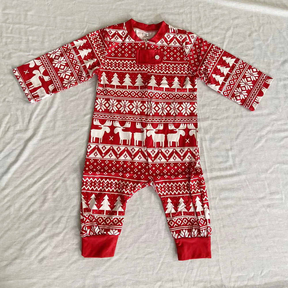 New Christmas Pajamas Printed Parent-child Home Clothes Set