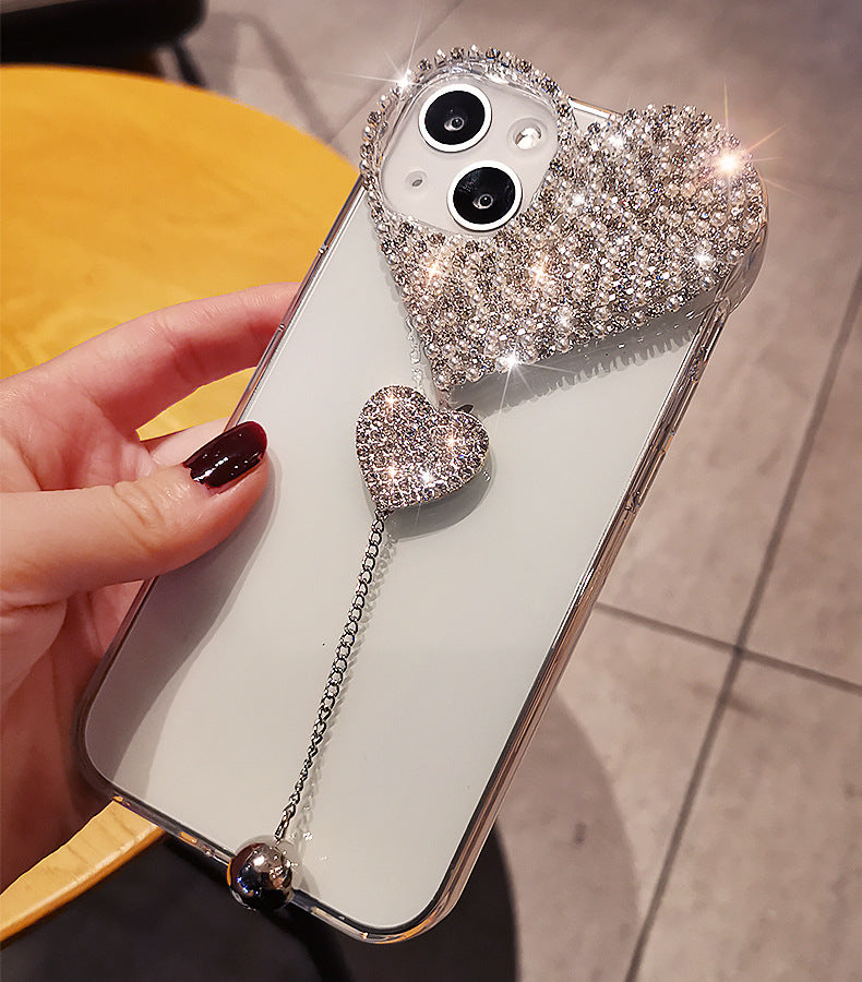 Creative heart rhinestone Silicone apple mobile iphone case